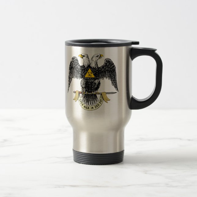 32nd Degree Scottish Rite Black Eagle Travel Mug (Right)