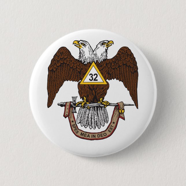 32nd Degree Scottish Rite Brown Eagle 6 Cm Round Badge (Front)