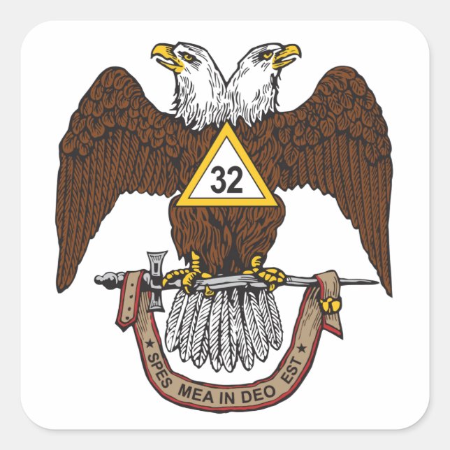 32nd Degree Scottish Rite Brown Eagle Square Sticker (Front)