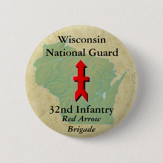 32nd Infantry with Wisconsin Map 6 Cm Round Badge