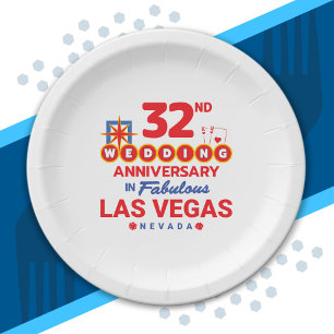 32nd Wedding Anniversary Couples Las Vegas Trip Paper Plate