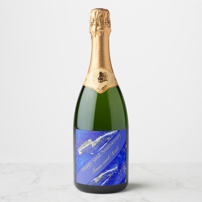 32nd Wedding Anniversary editable  Sparkling Wine Label (Front)