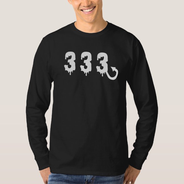 333 Angel Number Only Half Evil Goth E Girl T-Shirt (Front)