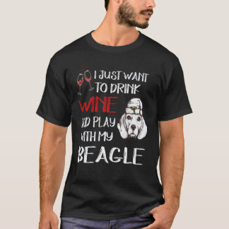 33 Drink Wine And Play With My Beagle T-Shirt