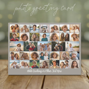 33 Photo Collage - Grid on Colour Background Holiday Card