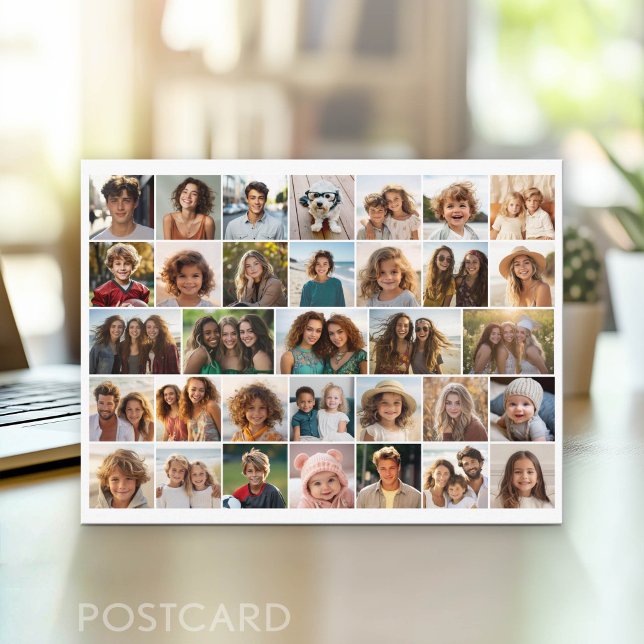 33 Photo Collage - Grid on White Background Postcard (Photo Postcard - Customize with your favorite photos)
