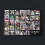 33 Photo Collage Grid - Text box - black white Faux Canvas Print<br><div class="desc">Use 33 SQUARE photos to create a personal photo collage. This modern, clean layout includes a text block in a san serif font to add a family name or a name. The background colour can be changed in the customise area. ***For best results for this multi photo layout - crop...</div>