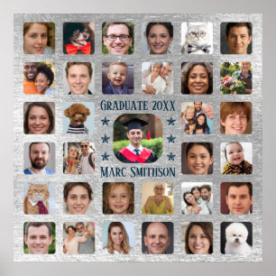   33 Photos to Personalize Graduation Party Square Poster