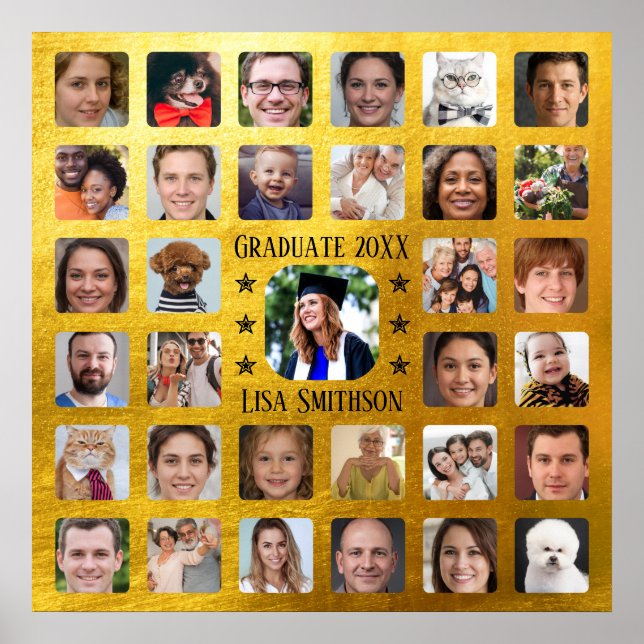   33 Photos to Personalize Graduation Party Square Poster (Front)
