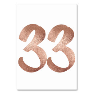 33 Table  Number White Metallic Pink Rose Gold