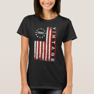 33 Year Old Vintage 1989 American Flag 33th Bday M T-Shirt