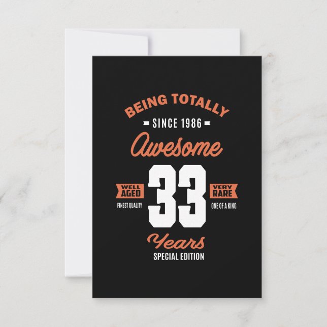 33 Years Old Birthday Gift RSVP Card (Front)