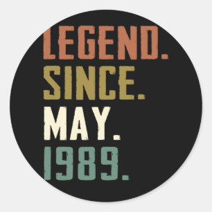 33 Years Old Legend Since May 1989 33rd birthday Classic Round Sticker