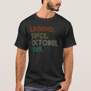 33 Years Old Legend Since October 1989 33rd Birth T-Shirt
