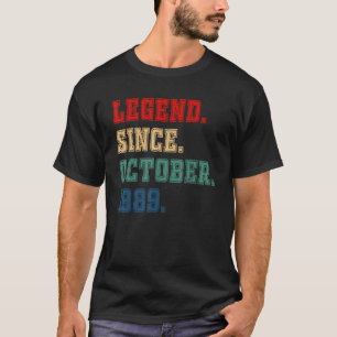 33 Years Old  Legend Since October 1989 33rd Birth T-Shirt