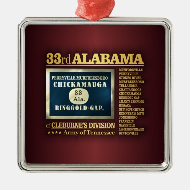 33rd Alabama Infantry (BA2) Metal Tree Decoration (Front)