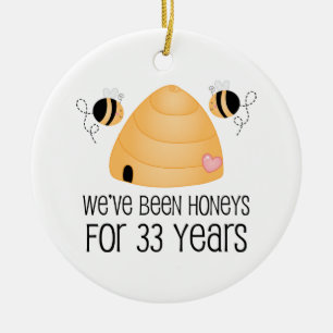 33rd Anniversary Couple Gift Ceramic Tree Decoration