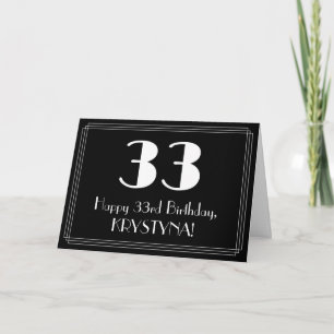33rd Birthday ~ Art Deco Inspired Look "33", Name Card
