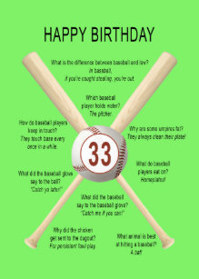 Funny Baseball Birthday Cards Zazzle Co Nz