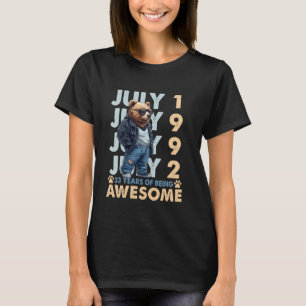 33rd Birthday Bear Legends July 1992 33 Years Old T-Shirt
