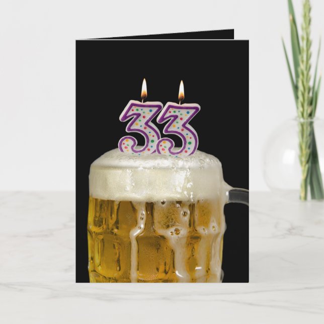 33rd Birthday Beer on black Card (Front)