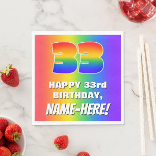 33rd Birthday: Colourful, Fun Rainbow Pattern # 33 Napkin