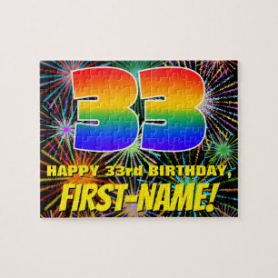 33rd Birthday: Fun, Colourful Celebratory Firework Jigsaw Puzzle