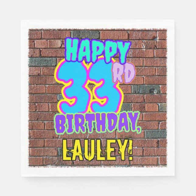 33rd Birthday ~ Fun, Urban Graffiti Inspired Look Napkin (Front)