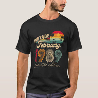 33Rd Birthday Gift Men Vintage February 1989 33 Ye T-Shirt