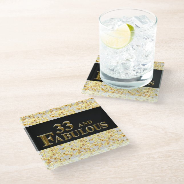 33rd  Birthday  Glass Coaster (Angled)
