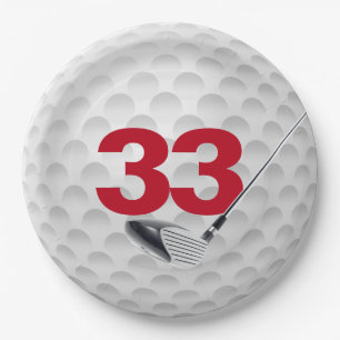 33rd Birthday Golf Ball Design  Paper Plate