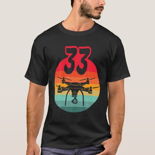 33Rd Birthday I Retro Remote Control Drones With C T-Shirt (Front)
