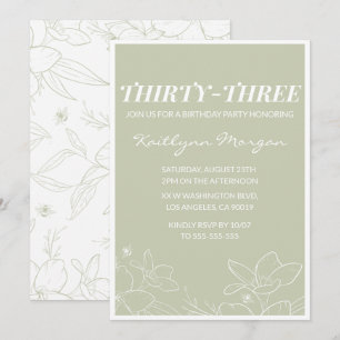 33rd birthday invitation Modern Floral Elegant