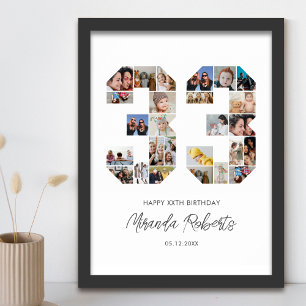 33rd Birthday Number 33 Custom Photo Collage Poster