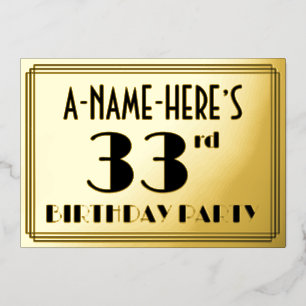 33rd Birthday Party — Art Deco Look “33” + Name