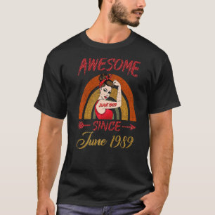 33rd Birthday Queen Awesome Since June 1989 Rainbo T-Shirt