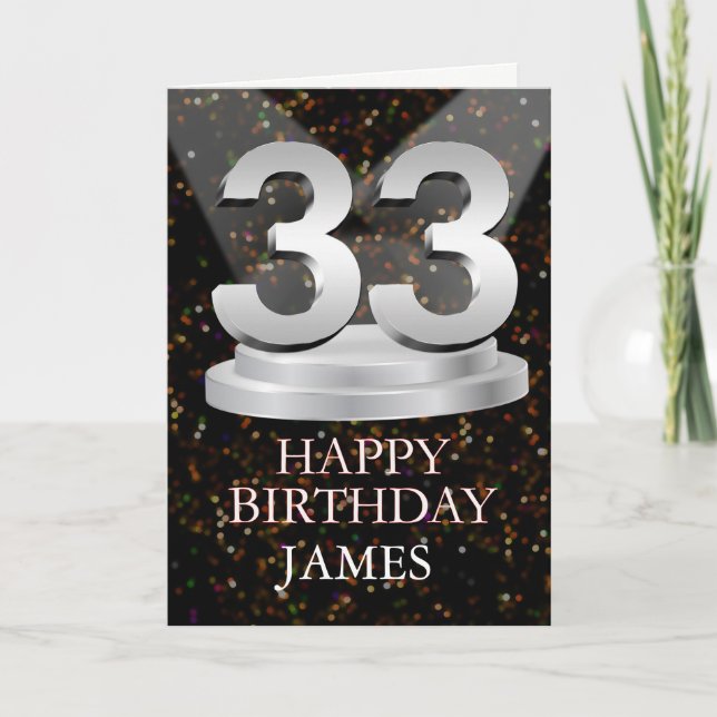 33rd Birthday Spotlights Add A Name Card (Front)