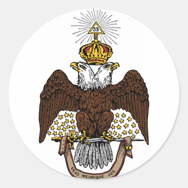 33rd Degree Scottish Rite Brown Eagle Classic Round Sticker (Front)