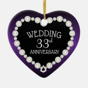 33rd or 6th Wedding Anniversary   Amethyst Purple Ceramic Tree Decoration
