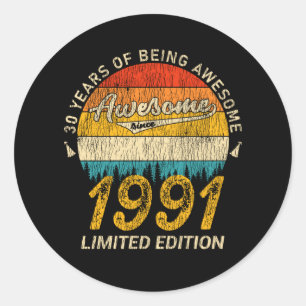 34 Year Old Birthday Legend 34th Birthday Gift Classic Round Sticker