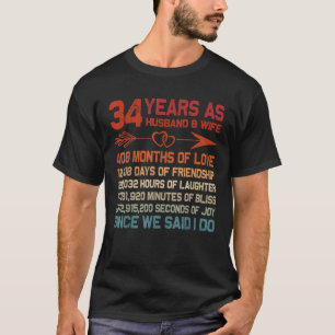 34 Years as Husband Wife 34th Anniversary Gift for T-Shirt