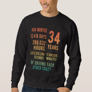 34 Years Married Funny 34th Wedding Anniversary Sweatshirt