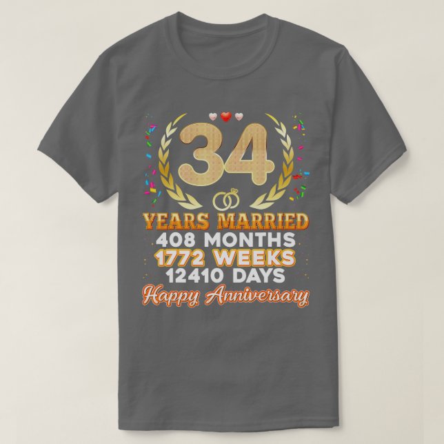 34 Years Married Happy 34th Wedding Anniversary Co T-Shirt (Design Front)