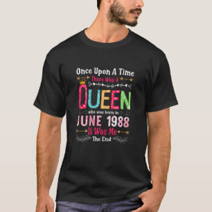 34 Years Old Girls 34th Birthday Queen June 1988 T-Shirt