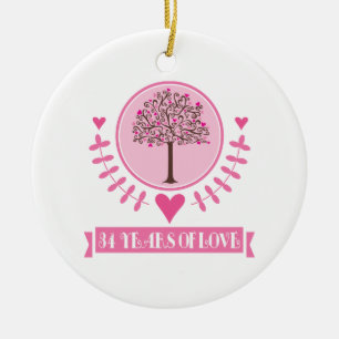 34th Anniversary Gift Idea For Couple Ceramic Tree Decoration