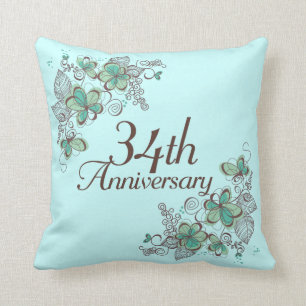 34th Anniversary Gift Throw Pillow