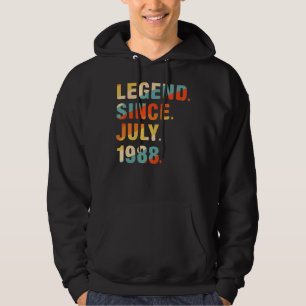 34th Birthday  34 Years Old Legend Since July 1988 Hoodie