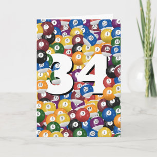 34th Birthday Billiard Balls Card