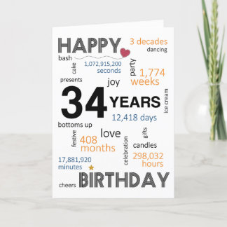34th Birthday Card