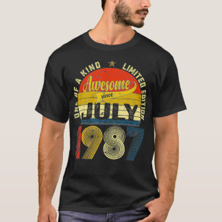 34th Birthday Decorations July 1987 Men Women 34 Y T-Shirt